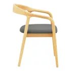 Hogie pakoworld rubberwood armchair in natural shade with black pu cushion 61x60x76cm