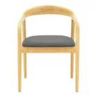 Hogie pakoworld rubberwood armchair in natural shade with black pu cushion 61x60x76cm