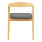 Hogie pakoworld rubberwood armchair in natural shade with black pu cushion 61x60x76cm