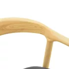 Hogie pakoworld rubberwood armchair in natural shade with black pu cushion 61x60x76cm