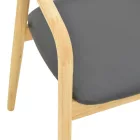Hogie pakoworld rubberwood armchair in natural shade with black pu cushion 61x60x76cm