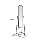 Lomna pakoworld pp-metal wheeled mirror with shelf in black shade 38.5x37.5x160cm