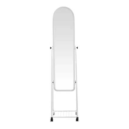 Lomna pakoworld pp-metal wheeled mirror with shelf in white shade 38.5x37.5x160cm