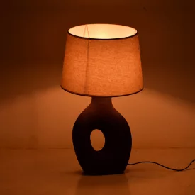   Ovola Inart E27 ceramic table lamp in grey antique-beige shade D30x52cm