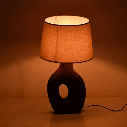 Ovola Inart E27 ceramic table lamp in grey antique-beige shade D30x52cm