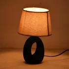 Collie Inart E14 ceramic table lamp in black-beige shade D18x29cm