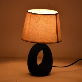   Collie Inart E14 ceramic table lamp in black-beige shade D18x29cm