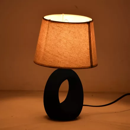 Collie Inart E14 ceramic table lamp in black-beige shade D18x29cm