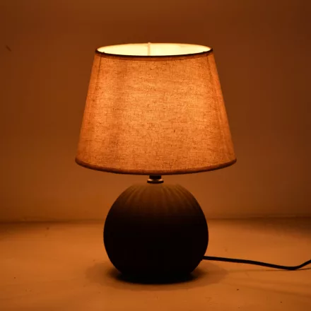 Melanie Inart E14 ceramic table lamp in black - beige shade D22x30cm