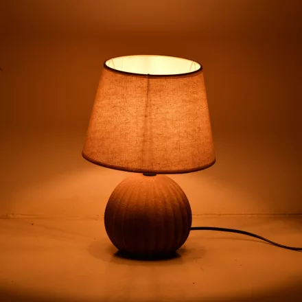 Melanie Inart E14 ceramic table lamp in grey antique - beige shade D22x30cm