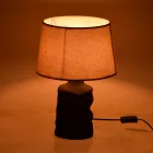 Wabbi Inart E27 ceramic table lamp in black-beige shade D28x41cm