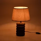 Graike Inart E27 ceramic table lamp in grey antique-beige shade D26x37cm