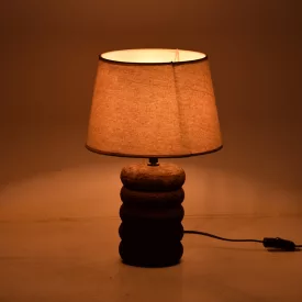   Graike Inart E27 ceramic table lamp in grey antique-beige shade D26x37cm