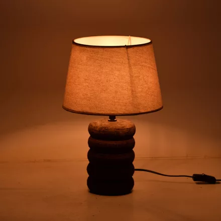 Graike Inart E27 ceramic table lamp in grey antique-beige shade D26x37cm