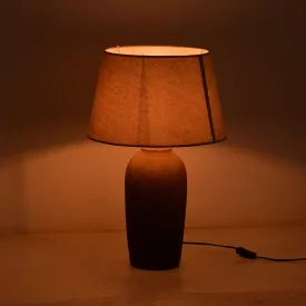   Barout Inart E27 ceramic table lamp in grey antique -beige shade D40x62cm