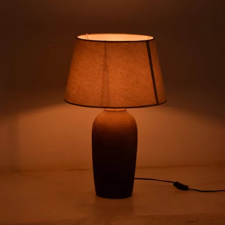 Barout Inart E27 ceramic table lamp in grey antique -beige shade D40x62cm