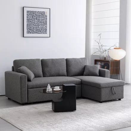 Kamore pakoworld corner reversible sofa bed with storage space anthracite fabric 223x146x85cm