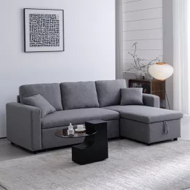   Kamore pakoworld corner reversible sofa bed with storage space grey fabric 223x146x85cm