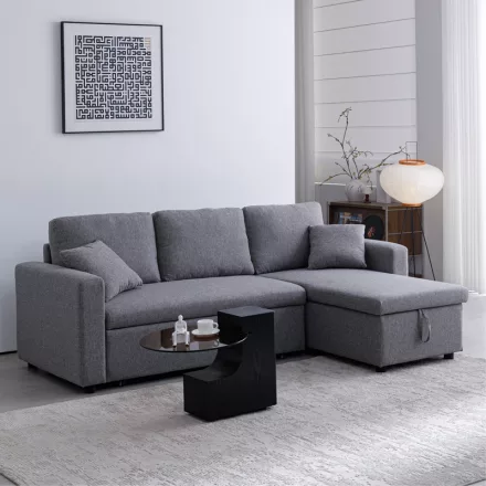Kamore pakoworld corner reversible sofa bed with storage space grey fabric 223x146x85cm