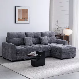   Comfie pakoworld corner reversible sofa bed with storage space dark grey fabric 260x156x98cm